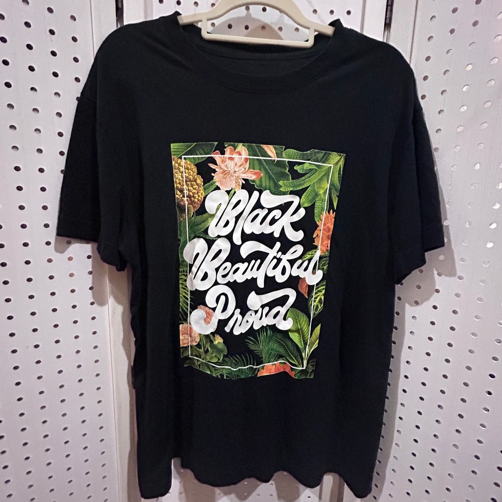 Target Black History Month Graphic T Shirt XL‎ Black Beautiful Proud Tropical